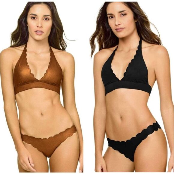 New. PilyQ Copper Reversible Wave bikini set. M-top/L-bottom. Runs small - Picture 5 of 10